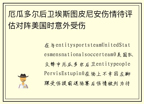 厄瓜多尔后卫埃斯图皮尼安伤情待评估对阵美国时意外受伤